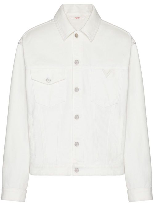 Logo-plaque denim jacket - White