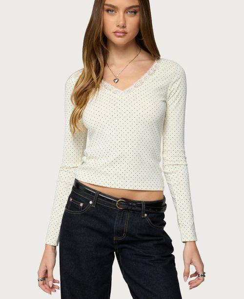 Women's Morah Lacey Polka Dot Top - Cream