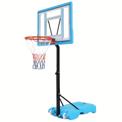 TEMU Transparent Board Basket Frame Adjustable 115-135cm Poolside Basketball Hoop Blue