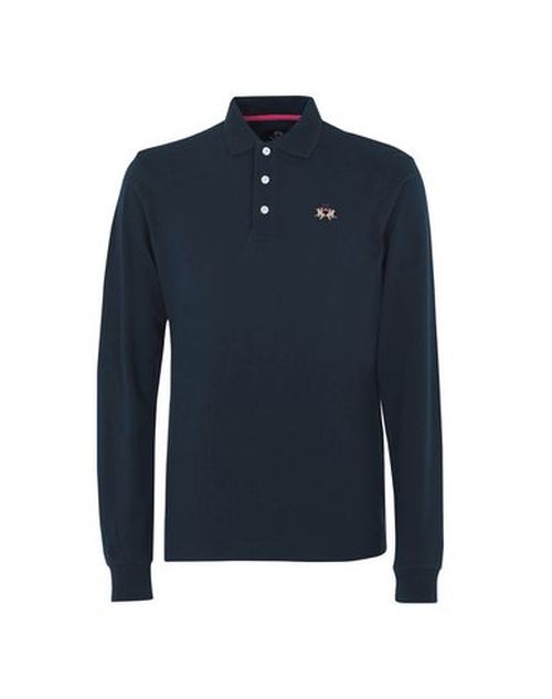 La Martina Man Polo shirt Midnight blue Size L Cotton, Elastane