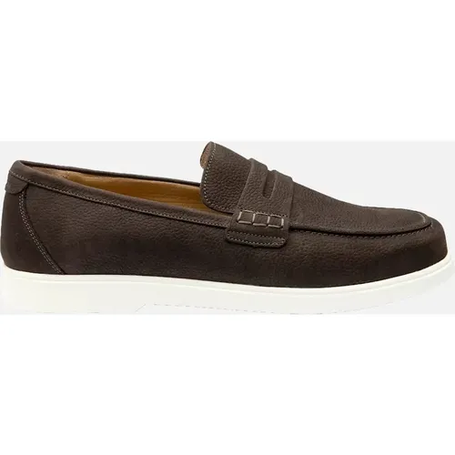 Men's Loake Como Casual Shoe Dark Brown Nubuck - Size: 10