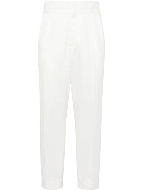 Pressed-crease cotton trousers - White