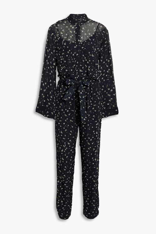 Ina floral-print chiffon jumpsuit - Black - US 0