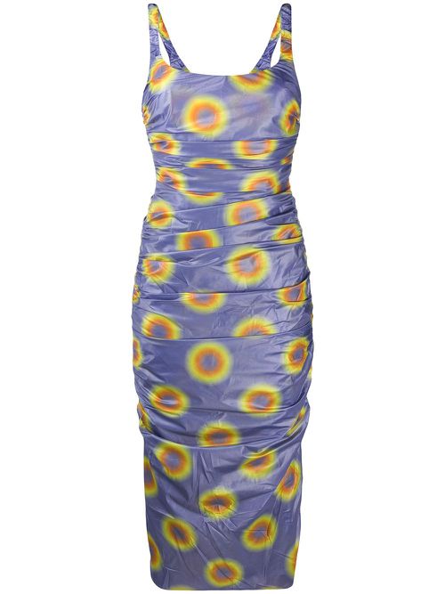 Ruched gradient polka dot dress - Purple