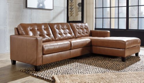 Baskove 2-Piece Leather Sectional with Chaise Leather, Auburn