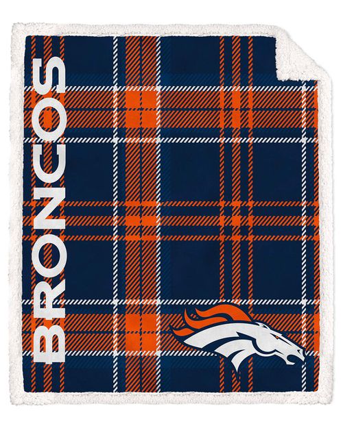Denver Broncos Nfl Team Classic Plaid Sherpa Throw