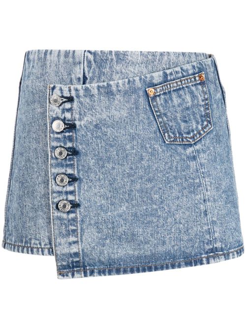Low-rise acid-washed skirt - Blue