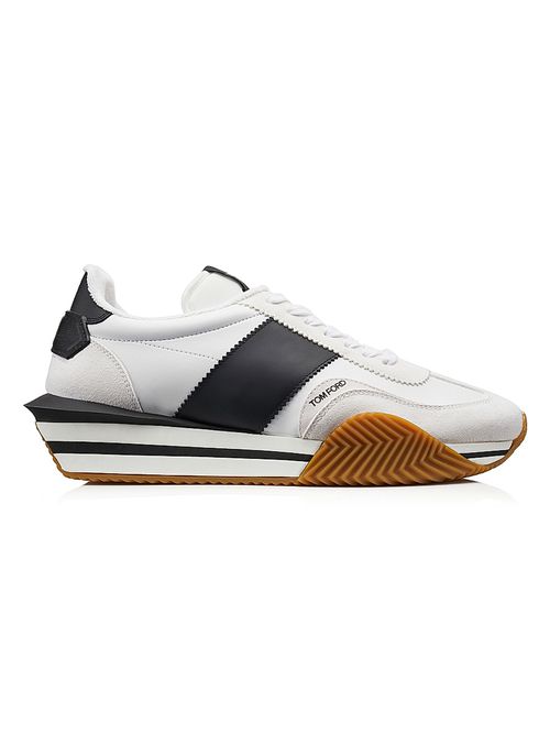 Men's Two-Toned Low-Top Sneakers - White Black Cream