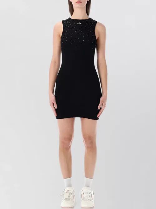 Off-White - rowing mini dress ribbed swarovski