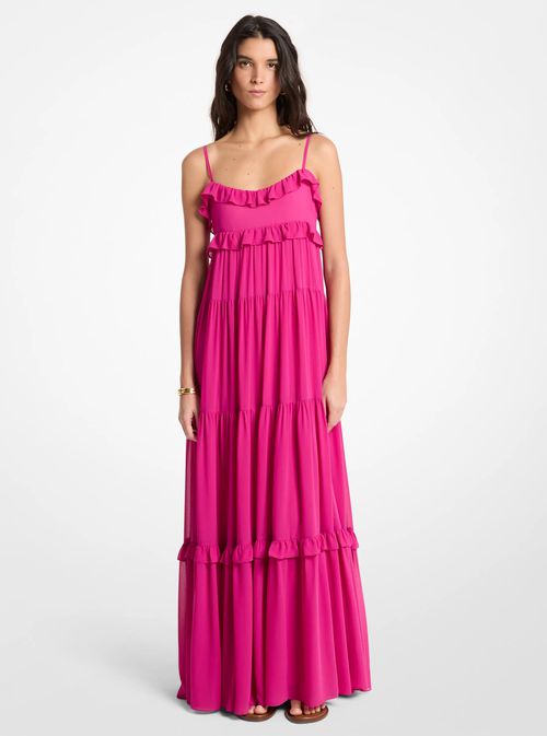 Ruffled Georgette Tiered Maxi Dress