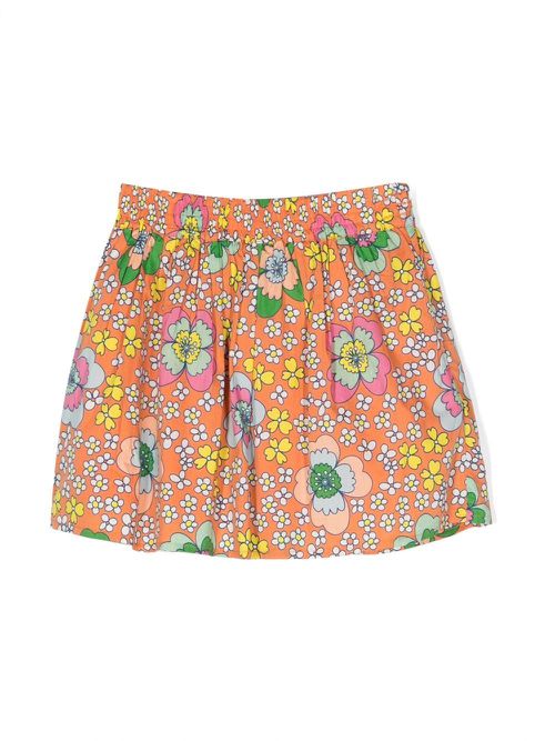 Floral-print cotton shorts - Orange