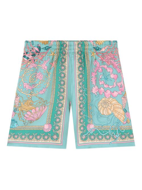 Versace Kids Underwater Barocco shorts - Green