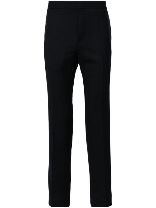 Satin-trim tailored trousers - Blue
