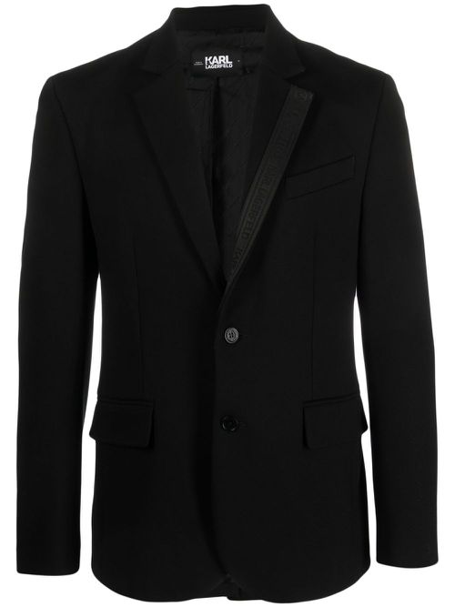 Logo-tape single-breasted blazer - Black