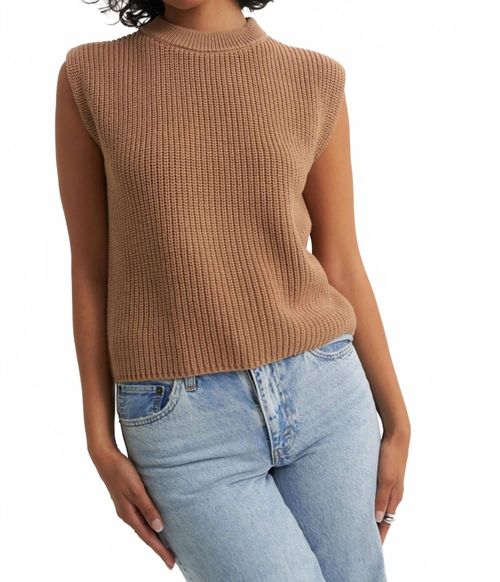 Shaker Knit Crewneck Muscle Tee In Camel