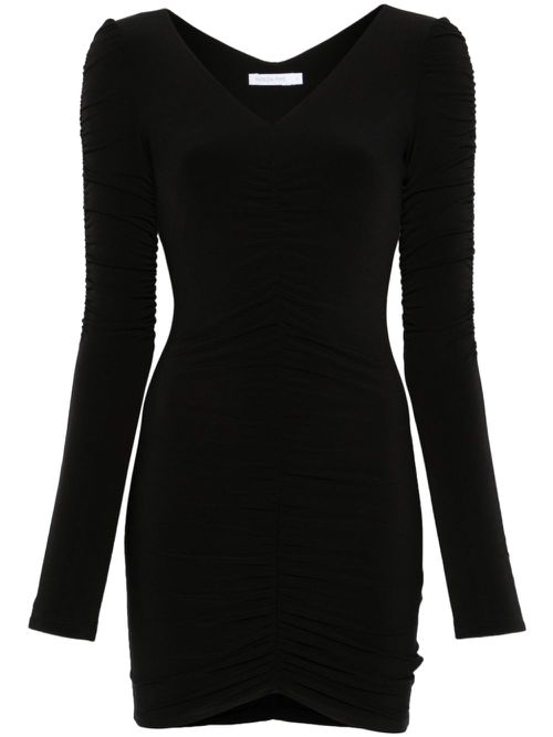 Draped-detail mini dress - Black