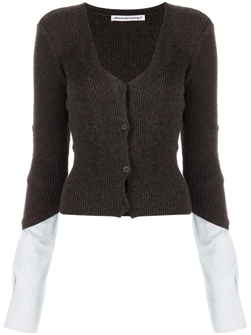 Alexander Wang layered ribbed-knit cardigan - Grey