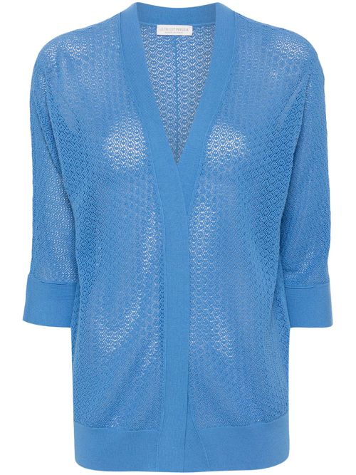 Open-knit cotton cardigan - Blue