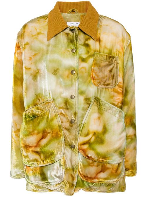 Floral-print velvet jacket - Gold