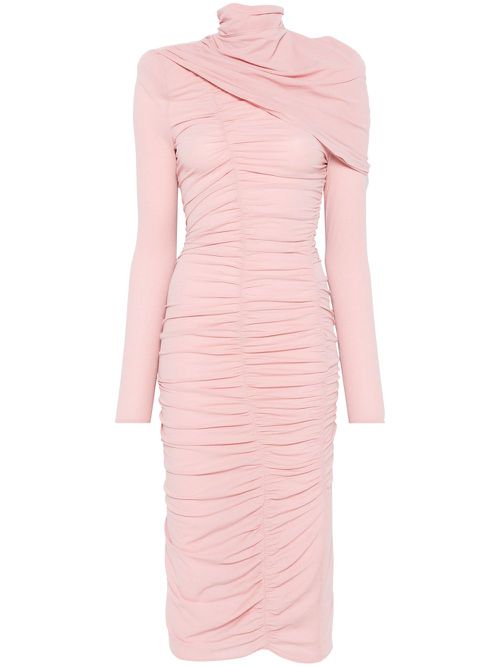 Draped high-neck midi dress - Pink