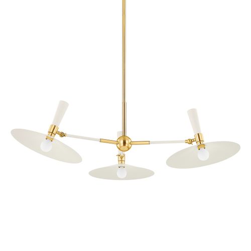 Aged Brass Soft Cream Chandelier from the Milena Collection