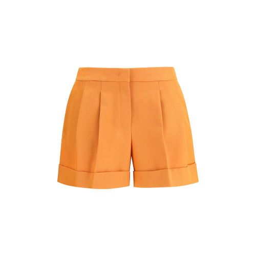 Wool Pleated Bermuda Shorts — Orange