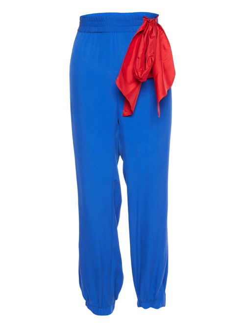 Tie-detail trousers - Blue