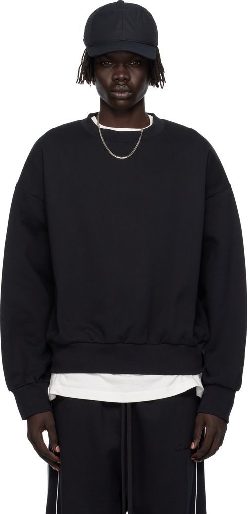 Black Classic Fit Fleece Crewneck Sweatshirt
