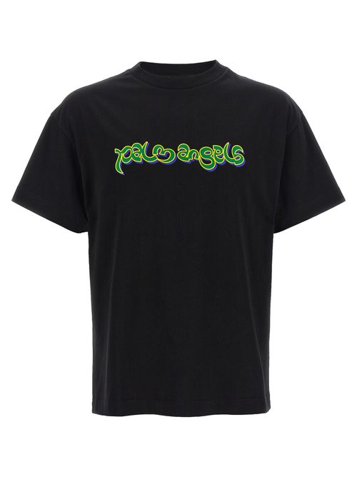 Neon Logo-Print Cotton T-Shirt — Black