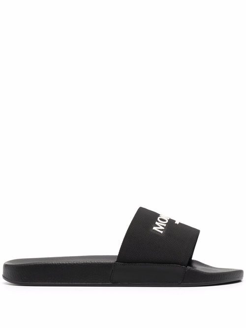 Logo-print pool slides - Black