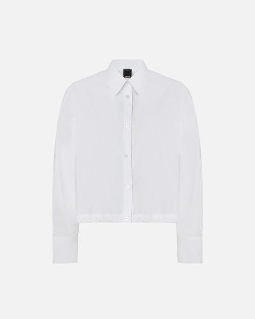 Cropped striped cotton shirt with logo