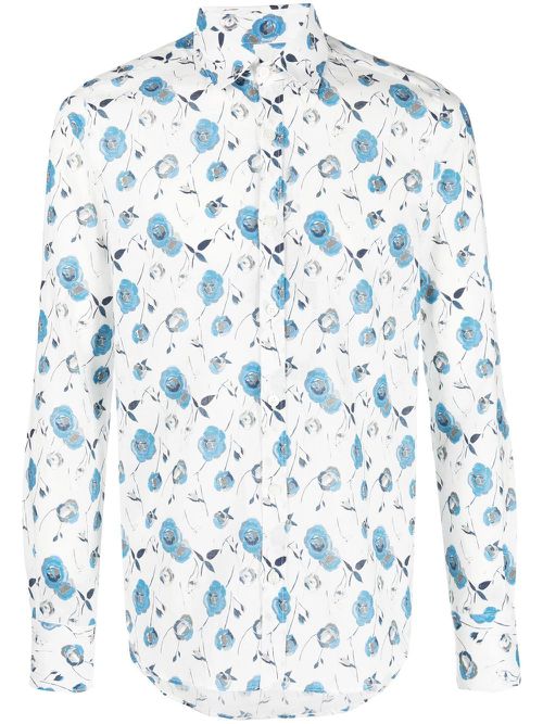 Floral print classic shirt - White