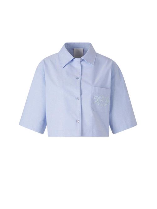 Collared Short-sleeve Cropped Shirt