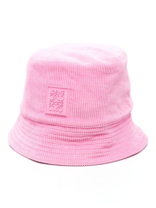 Anagram-patch corduroy bucket hat - Pink
