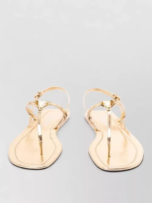 Prada - leather flat thong sandals metallic finish