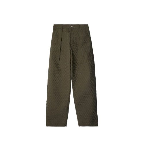 Diamond-Quilted Polyamide Trousers — Green