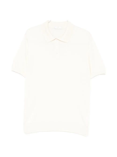 Fine Knit Silk Polo Shirt — cream