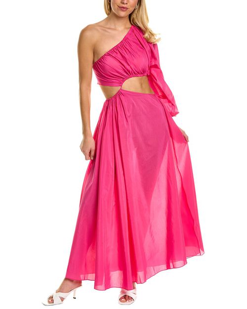 One-Shoulder Silk-Blend Maxi Dress