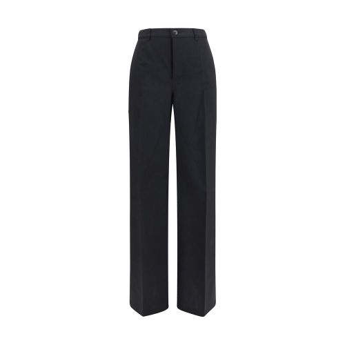 Wide-Leg Wool Trousers — Black