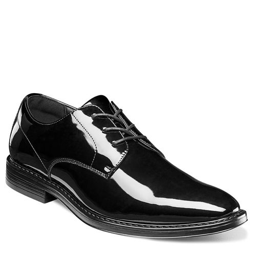 Men's Centro Formal Flex Plain Toe Oxford Shoes (Black Patent)