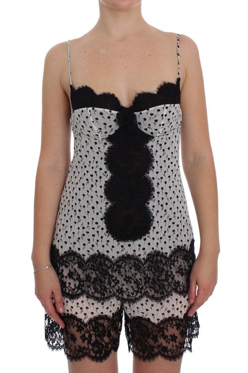 Silk Lace Lingerie Babydoll Top — Black