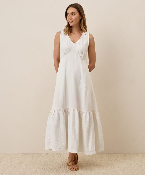 Women's Sea Salt Coastal Double Gauze Beach To Brunch Maxi Dress XX