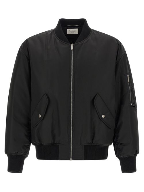 Water-Repellent Polyamide Bomber Jacket — Black