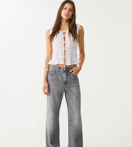 Petite d92 straight wide-leg jeans in medium grey