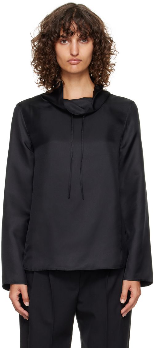 Black Cyna Silk Blouse