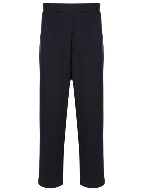 Fine-ribbed straight-leg trousers - Black