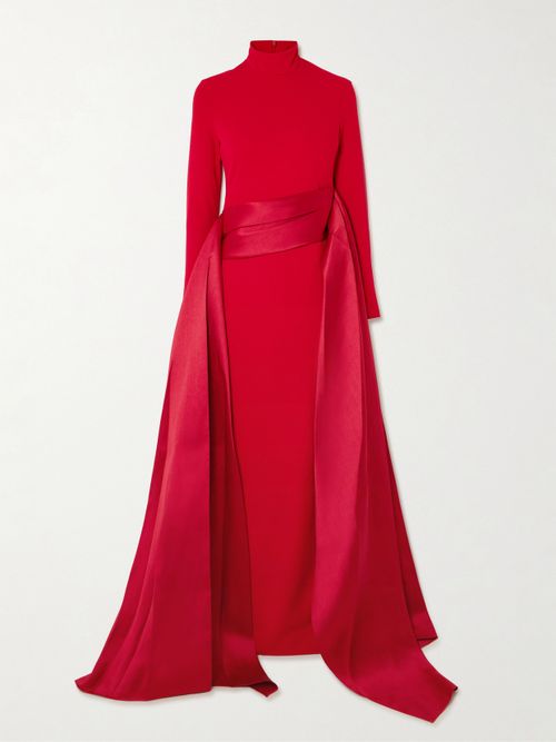 Olivia Crepe And Draped Satin-twill Gown - Red