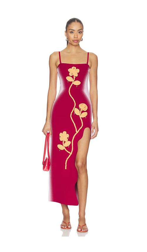 Sherry Crochet Maxi Tank Dress in Red. - XS also in S, M