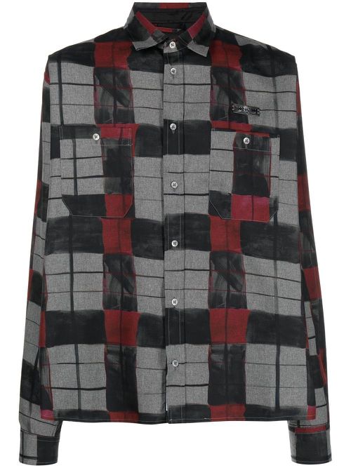 Checked pattern long sleeved shirt - Grey