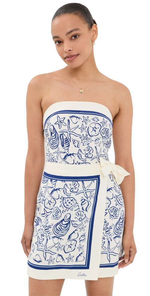 Darbie Linen Bustier Mini Dress Blueberry Multi